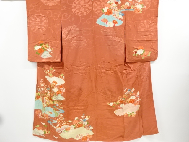 JAPANESE KIMONO / ANTIQUE KIMONO / MON KINSHA / CLOUD & FLOWER